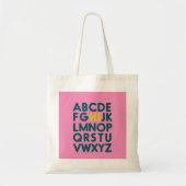 Fun Alphabet Typografie in Roze Tote Bag (Voorkant)