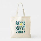 Fun Alphabet Typografie Speciaal bibliotheekboek Tote Bag (Achterkant)