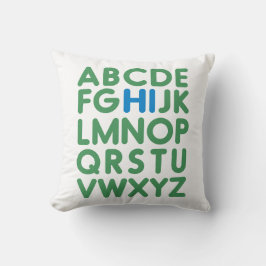 Fun Alphabet Typography Simple Green Blue Kussen
