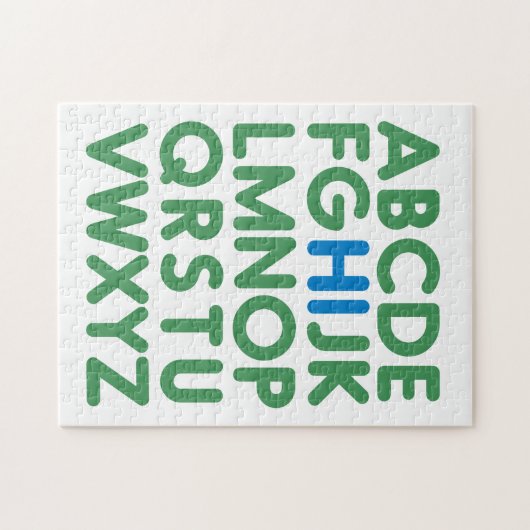 Fun Alphabet Typography Simple Green Blue Legpuzzel (Horizontaal)