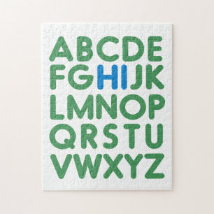 Fun Alphabet Typography Simple Green Blue Legpuzzel