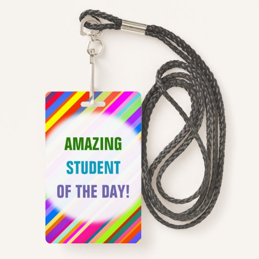 Fun "AMAZING STUDENT VAN DE DAG!" Badge (Voorkant met draagriem)