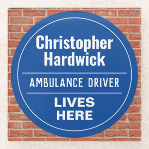 Fun Ambulance Driver Wall Plaque Style Glazen Onderzetter