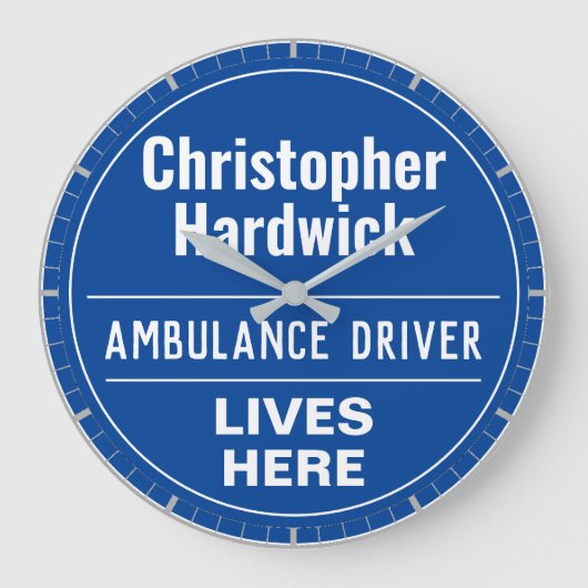 Fun Ambulance Driver Wall Plaque Style Grote Klok (Voorkant)