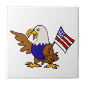 Fun American Eagle Holding Flag Art Tegeltje (Voorkant)