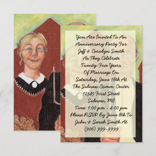 FUN ~ American Gothic Jubileum Party Invitation Kaart (Voorkant / Achterkant)