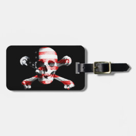 Fun American Pirate Skull Custom Name and Address Bagagelabel