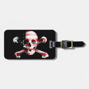 Fun American Pirate Skull Custom Name and Address Bagagelabel