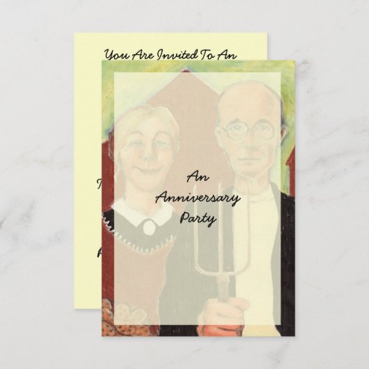 FUN ~ Amerikaanse Gothic Jubileumfeest Uitnodiging (Voorkant / Achterkant)