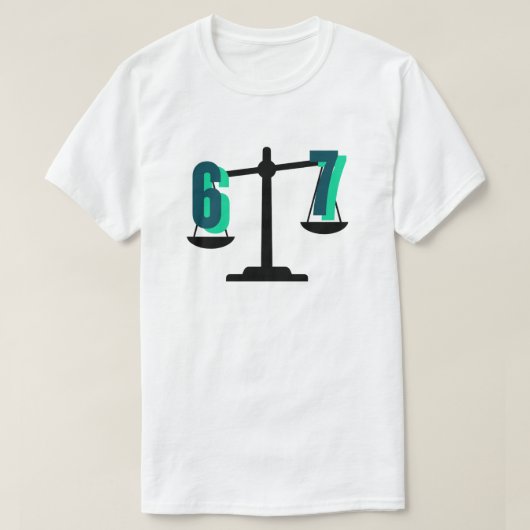 Fun and Catchy "6-7" Weighing Scale T-shirt (Design voorkant)