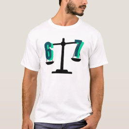 Fun and Catchy "6-7" Weighing Scale T-shirt