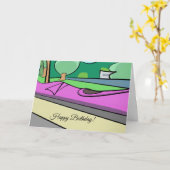 Fun and Colorful Cartoon Kayak Happy Birthday Card Kaart (Gele Bloem)
