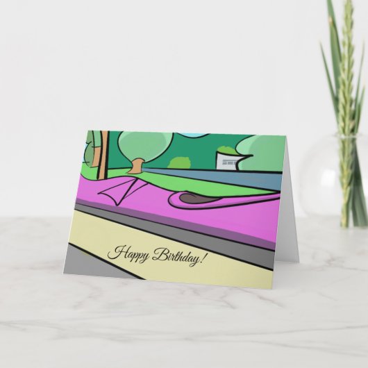 Fun and Colorful Cartoon Kayak Happy Birthday Card Kaart (Voorkant)