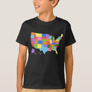 Fun and Colorful Rainbow Map of the USA T-shirt
