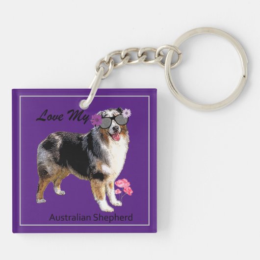 Fun and Cute Love My Aussie Sleutelhanger (Achterkant)