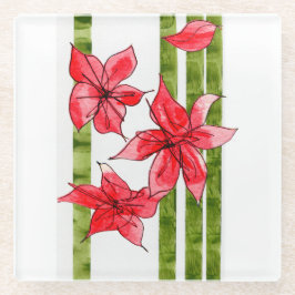 FUN AND FABULOUS POINSETTA CHRSITMAS COASTER GLAZEN ONDERZETTER