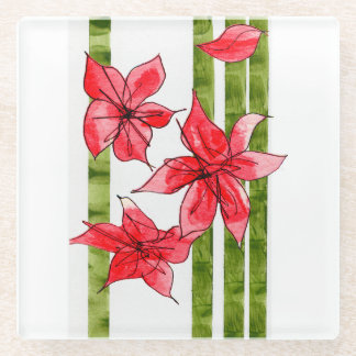 FUN AND FABULOUS POINSETTA CHRSITMAS COASTER GLAZEN ONDERZETTER
