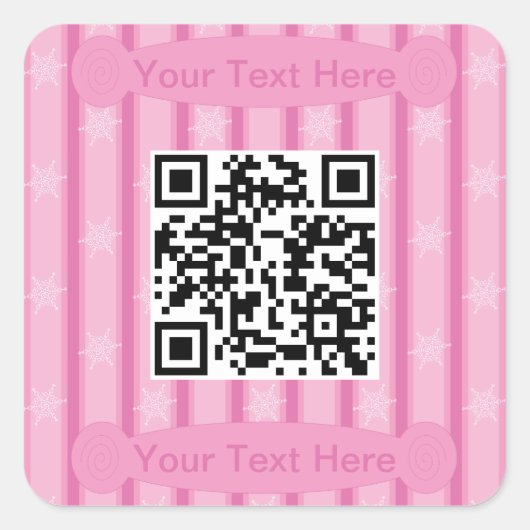 Fun and Fancy Pink Snowflake QR Code Vierkante Sticker (Voorkant)