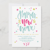 Fun and Festive Calligraphy New Year's Eve Party Kaart (Voorkant)