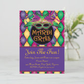 Fun and Festive, Mardi Gras Invitations Kaart (Staand voorkant)