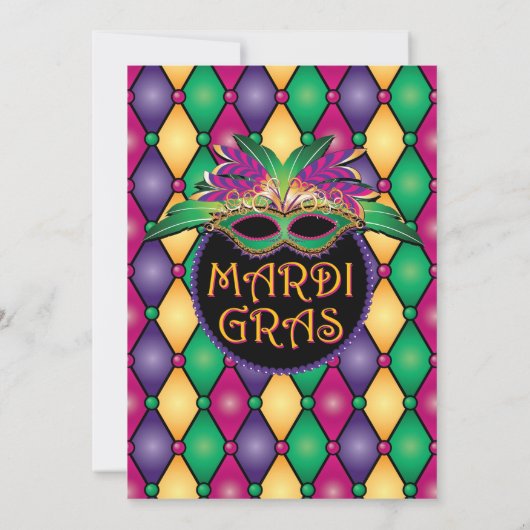 Fun and Festive, Mardi Gras Invitations Kaart (Achterkant)