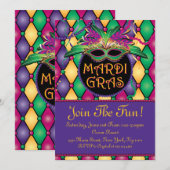 Fun and Festive, Mardi Gras Invitations Kaart (Voorkant / Achterkant)