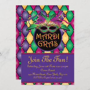 Fun and Festive, Mardi Gras Invitations Kaart