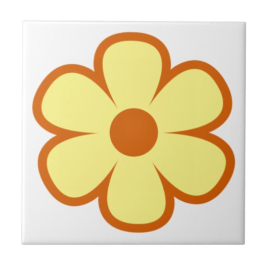 Fun and Funky 60s 70s Retro Flower Ceramic Tile Tegeltje (Voorkant)