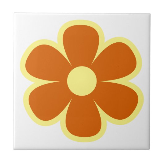 Fun and Funky 60s 70s Retro Flower Ceramic Tile Tegeltje (Voorkant)