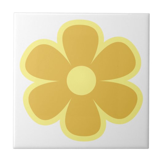 Fun and Funky 60s 70s Retro Flower Ceramic Tile Tegeltje (Voorkant)