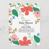 Fun and Funky Floral Baby shower Invitation Kaart (Voorkant / Achterkant)