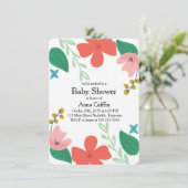 Fun and Funky Floral Baby shower Invitation Kaart (Staand voorkant)