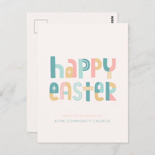 Fun and Funky Typography Happy Easter Briefkaart (Voorkant / Achterkant)