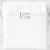 Fun and Funky Typography Happy Easter Vierkante Sticker (Tas)