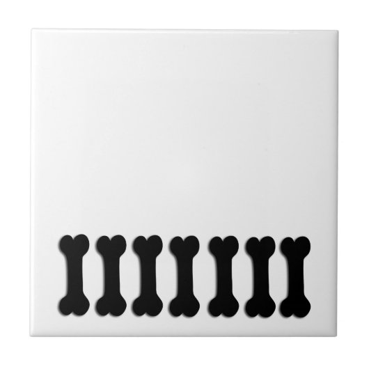 Fun and Playful Dog Bone Thleed Gift BLACK V01 Tegeltje (Voorkant)