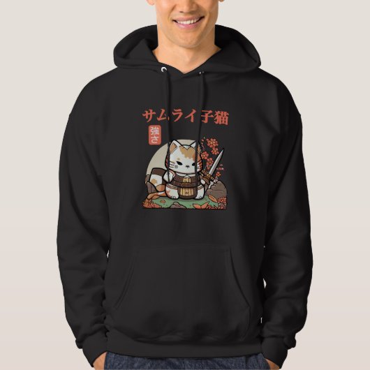 Fun and Quirky Samurai Cat Graphic for Little Adve Hoodie (Voorkant)
