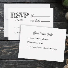 Fun and Simple Black and White Wedding RSVP Kaart