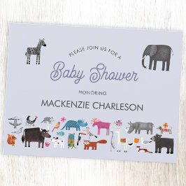 Fun Animal Baby shower Uitnodiging Briefkaart