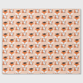 Fun Animal Fox Afstuderen Cadeaupapier (Vlak)