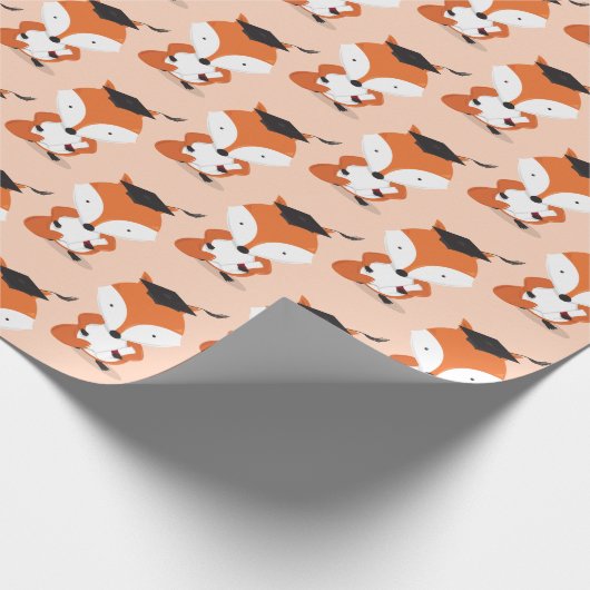 Fun Animal Fox Afstuderen Cadeaupapier (Hoek)