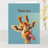 Fun Animal Humor Giraffe Dank u Kaart (Gele Bloem)