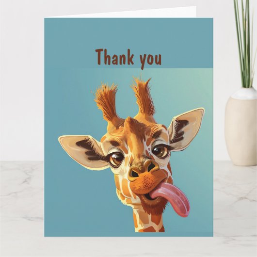 Fun Animal Humor Giraffe Dank u Kaart (Voorkant)