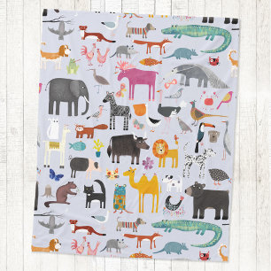 Fun Animal Menagerie Fleece Deken