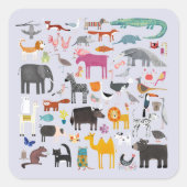 Fun Animal Menagerie Vierkante Sticker (Voorkant)