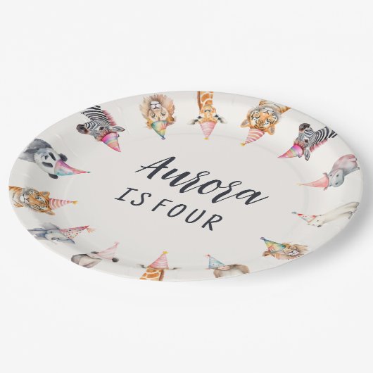 Fun Animals in Party Petten Thema Party Borden Papieren Bordje (Gekanteld)