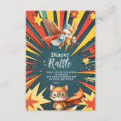 Fun Animals Superhero Baby shower Diapper Raffle Informatiekaartje (Voorkant)