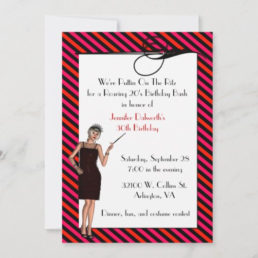 Fun Art Deco Birthday Party Invitation Kaart (Voorkant)