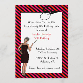 Fun Art Deco Birthday Party Invitation Kaart