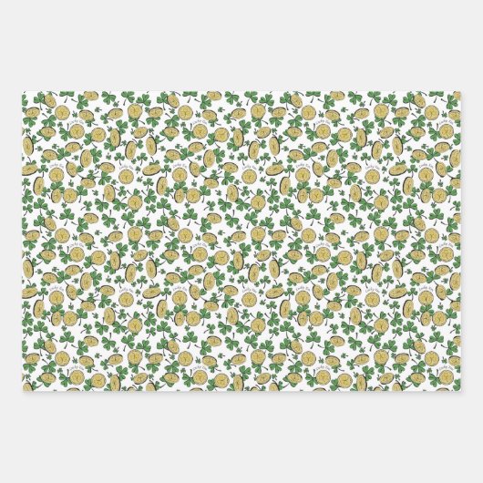 Fun Artsy Irish Shamrock Rainbow Leprechaun Green Inpakpapier Vel (Voorkant 2)