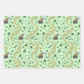 Fun Artsy Irish Shamrock Rainbow Leprechaun Green Inpakpapier Vel (Voorkant)